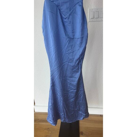House of CB | BLUE | Olivette Satin Corset Maxi Dress - Picture 5 of 8